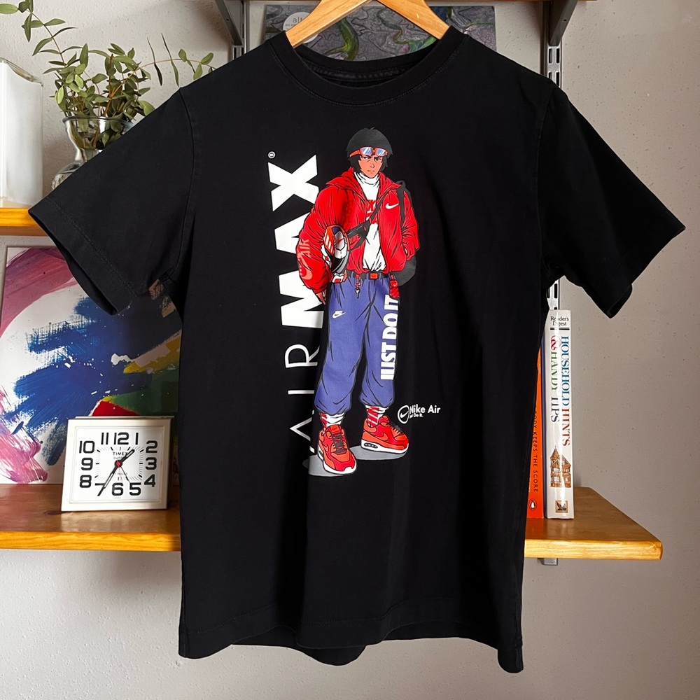 Nike Air Max Anime Graphic Tee | Hypebeast Streetwear Shirt Black Small